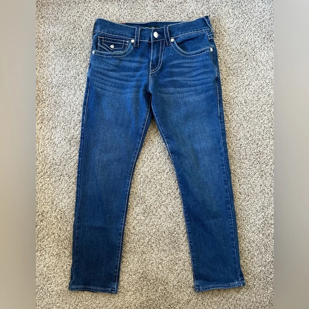 True Religion Mens Size 30 Geno Big T Flap Relaxed Slim Jeans Cotton Horseshoe